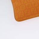 FENDI Zucchino Canvas Shoulder Bag Orange Silver Auth 142160-15