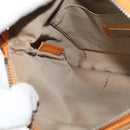 FENDI Zucchino Canvas Shoulder Bag Orange Silver Auth 142160-19