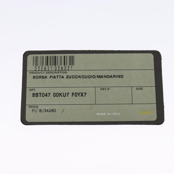 FENDI Zucchino Canvas Shoulder Bag Orange Silver Auth 142160