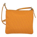 FENDI Zucchino Canvas Shoulder Bag Orange Silver Auth 142160-2