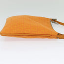 FENDI Zucchino Canvas Shoulder Bag Orange Silver Auth 142160-4