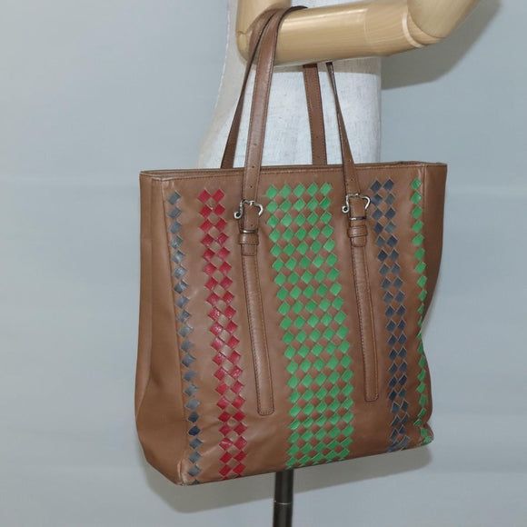 BOTTEGA VENETA INTRECCIATO Tote Bag Leather Brown Auth 142163