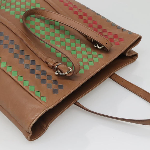 BOTTEGA VENETA INTRECCIATO Tote Bag Leather Brown Auth 142163