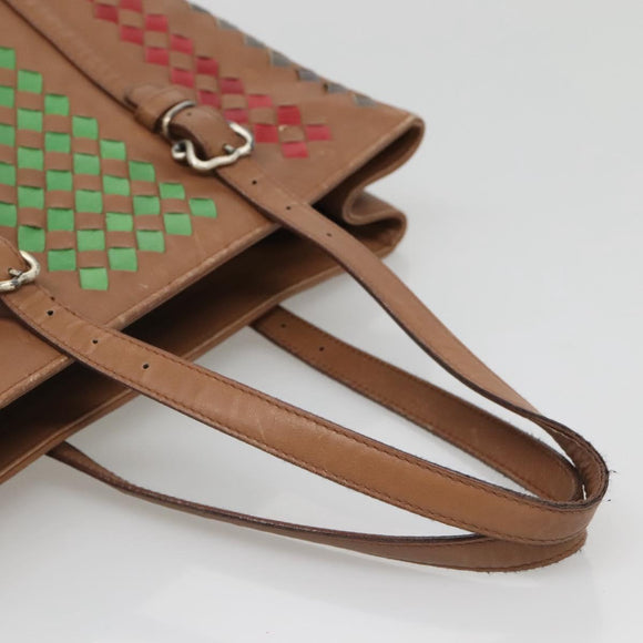 BOTTEGA VENETA INTRECCIATO Tote Bag Leather Brown Auth 142163