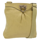 Salvatore Ferragamo Gancini Shoulder Bag Leather Yellow Silver Auth 142164-1