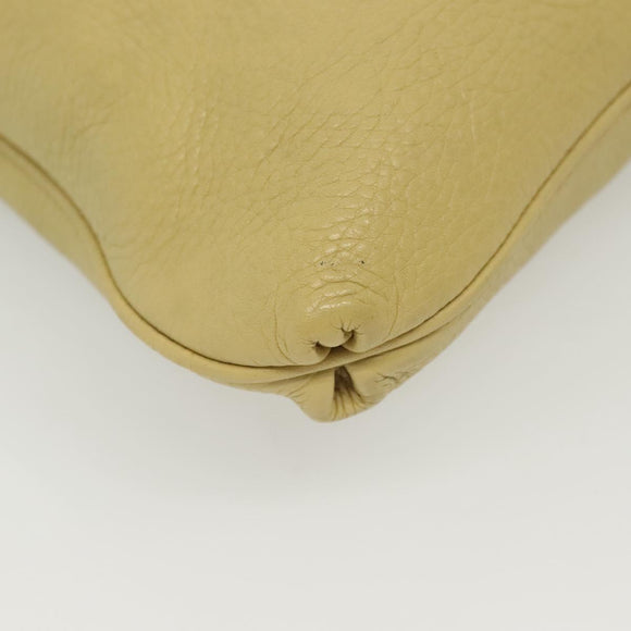 Salvatore Ferragamo Gancini Shoulder Bag Leather Yellow Silver Auth 142164