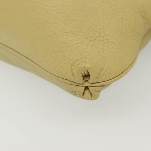 Salvatore Ferragamo Gancini Shoulder Bag Leather Yellow Silver Auth 142164