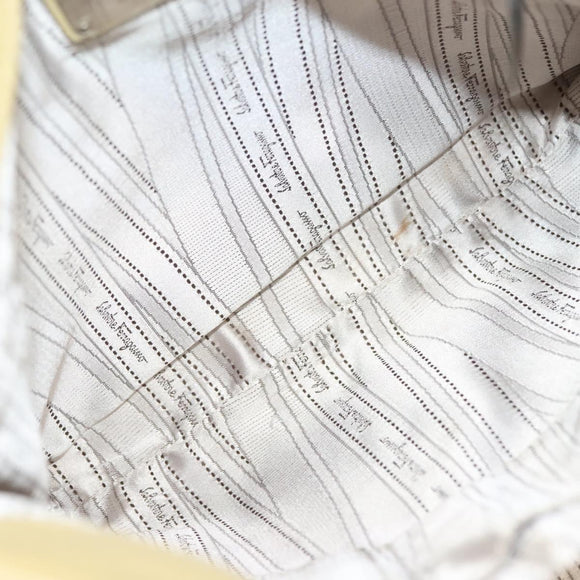 Salvatore Ferragamo Gancini Shoulder Bag Leather Yellow Silver Auth 142164