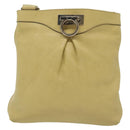 Salvatore Ferragamo Gancini Shoulder Bag Leather Yellow Silver Auth 142164-13