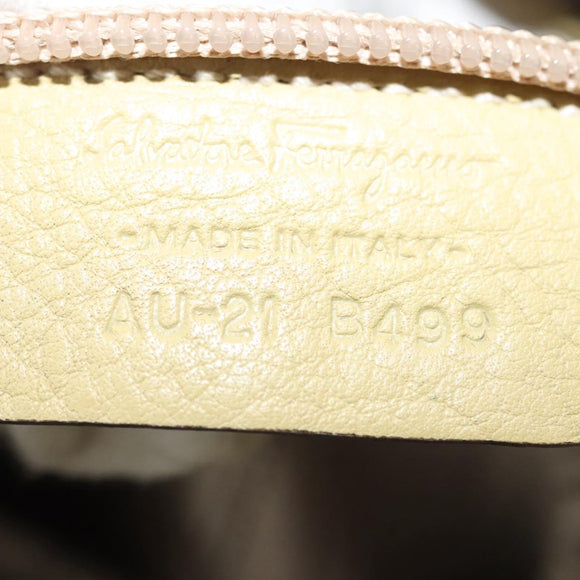 Salvatore Ferragamo Gancini Shoulder Bag Leather Yellow Silver Auth 142164