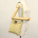 Salvatore Ferragamo Gancini Shoulder Bag Leather Yellow Silver Auth 142164-21