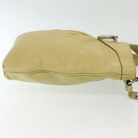 Salvatore Ferragamo Gancini Shoulder Bag Leather Yellow Silver Auth 142164