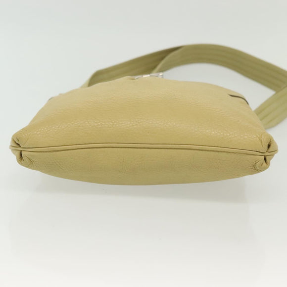 Salvatore Ferragamo Gancini Shoulder Bag Leather Yellow Silver Auth 142164