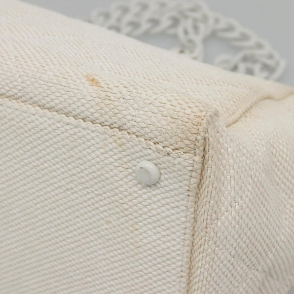 CHANEL Matelasse Chain Shoulder Bag Straw White Gold CC Auth 142166