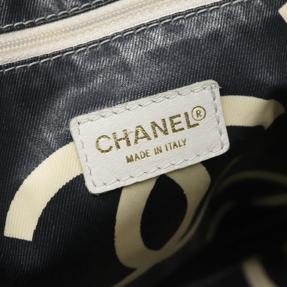 CHANEL Matelasse Ketting Schoudertas Stro Wit Goud CC Auth 142166