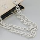 CHANEL Matelasse Chain Shoulder Bag Straw White Gold CC Auth 142166-7