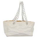 CHANEL Matelasse Chain Shoulder Bag Straw Ivory Gold CC Auth 142167-1