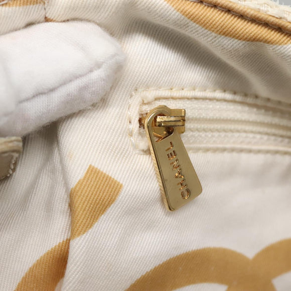 CHANEL Matelasse Chain Shoulder Bag Straw Ivory Gold CC Auth 142167