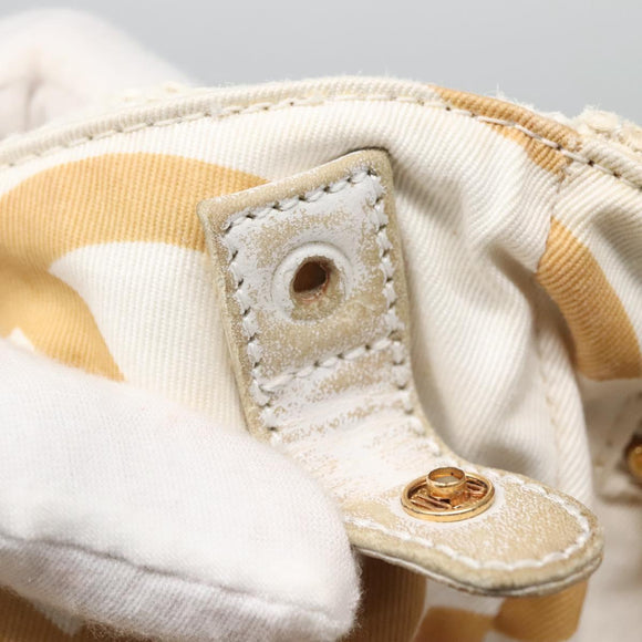 CHANEL Matelasse Chain Shoulder Bag Straw Ivory Gold CC Auth 142167