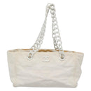 CHANEL Matelasse Chain Shoulder Bag Straw Ivory Gold CC Auth 142167-13