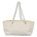 CHANEL Matelasse Chain Shoulder Bag Straw Ivory Gold CC Auth 142167-2