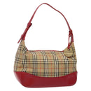 BURBERRY Nova Check Shoulder Bag Canvas Beige Gold Auth 142180-1
