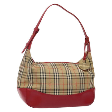 BURBERRY Nova Check Shoulder Bag Canvas Beige Gold Auth 142180