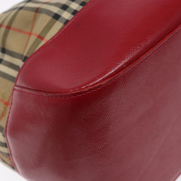 BURBERRY Nova Check Shoulder Bag Canvas Beige Gold Auth 142180