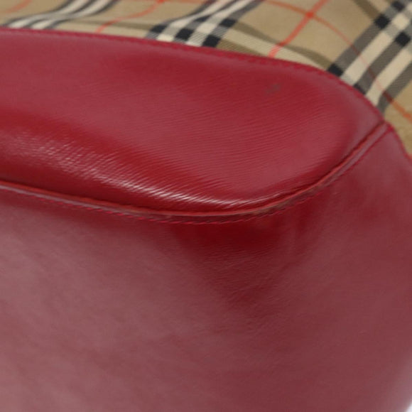 BURBERRY Nova Check Shoulder Bag Canvas Beige Gold Auth 142180