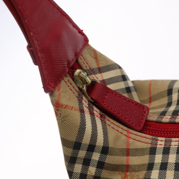 BURBERRY Nova Check Shoulder Bag Canvas Beige Gold Auth 142180