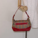 BURBERRY Nova Check Shoulder Bag Canvas Beige Gold Auth 142180-21