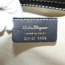 Salvatore Ferragamo Gancini Hand Bag Rattan Black Gold Auth 142182V-12