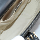 Salvatore Ferragamo Gancini Hand Bag Rattan Black Gold Auth 142182V-10