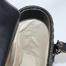 Salvatore Ferragamo Gancini Hand Bag Rattan Black Gold Auth 142182V-20