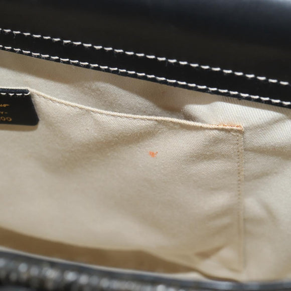 Salvatore Ferragamo Gancini Hand Bag Rattan Black Gold Auth 142182V