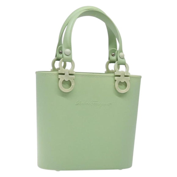 Salvatore Ferragamo Gancini Hand Bag Rubber Green Auth 142183