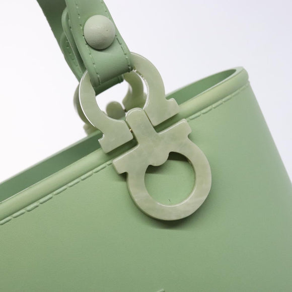 Salvatore Ferragamo Gancini Hand Bag Rubber Green Auth 142183