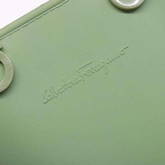 Salvatore Ferragamo Gancini Hand Bag Rubber Green Auth 142183