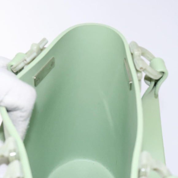 Salvatore Ferragamo Gancini Hand Bag Rubber Green Auth 142183