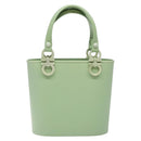 Salvatore Ferragamo Gancini Hand Bag Rubber Green Auth 142183-2
