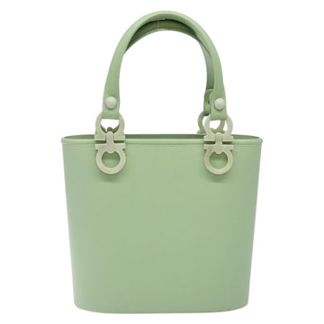 Salvatore Ferragamo Gancini Hand Bag Rubber Green Auth 142183 - 0