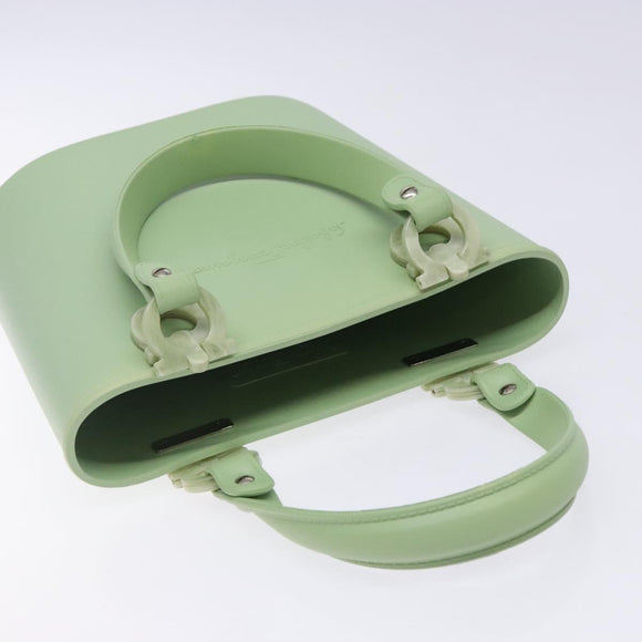 Salvatore Ferragamo Gancini Hand Bag Rubber Green Auth 142183