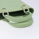 Salvatore Ferragamo Gancini Hand Bag Rubber Green Auth 142183-7