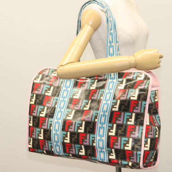 FENDI Zucca Canvas Tote Bag Coated Canvas Multicolor Auth 142184V