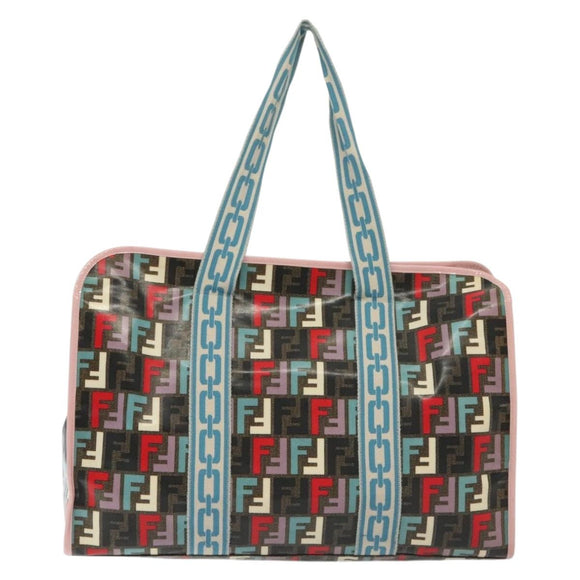 FENDI Zucca Canvas Tote Bag Coated Canvas Multicolor Auth 142184V