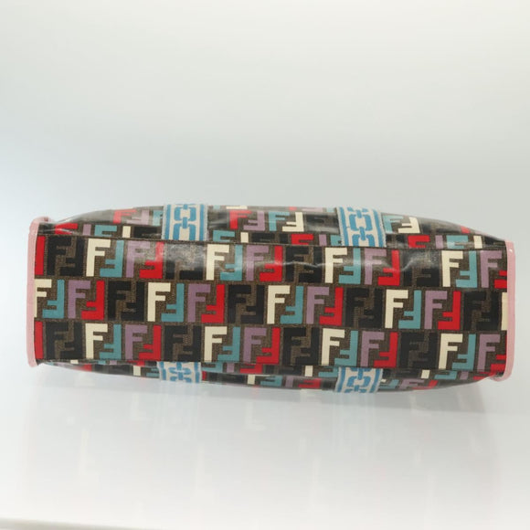 FENDI Zucca Canvas Tote Bag Coated Canvas Multicolor Auth 142184V