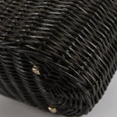 Salvatore Ferragamo Gancini Hand Bag Rattan Black Gold Auth 142185V-15