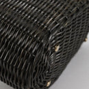 Salvatore Ferragamo Gancini Hand Bag Rattan Black Gold Auth 142185V-16