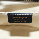 Salvatore Ferragamo Gancini Hand Bag Rattan Black Gold Auth 142185V-12