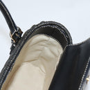 Salvatore Ferragamo Gancini Hand Bag Rattan Black Gold Auth 142185V-18